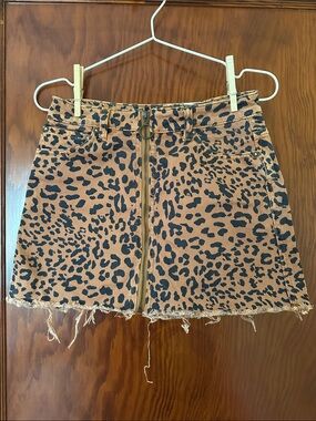 We The Free Leopard Zip-Front Mini Skirt - Brown/Black